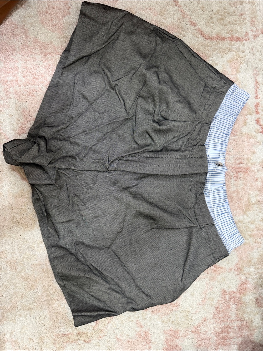 High-Waist Charcoal Women's Shorts with Striped Waistband